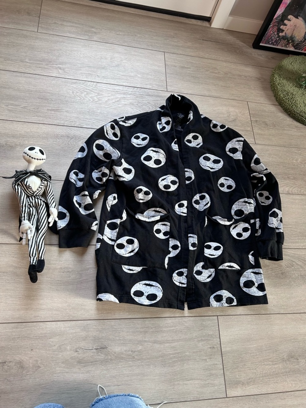 Disney NBC Cardigan & Jack Skellington Plush 2PC Bundle Gothic Halloween Set